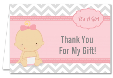 It's A Girl Chevron - Baby Shower Thank You Cards