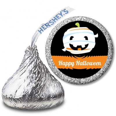 Jack O Lantern Mummy - Hershey Kiss Halloween Sticker Labels