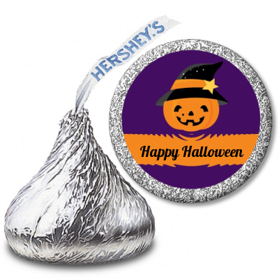 Jack O Lantern Witch - Hershey Kiss Halloween Sticker Labels
