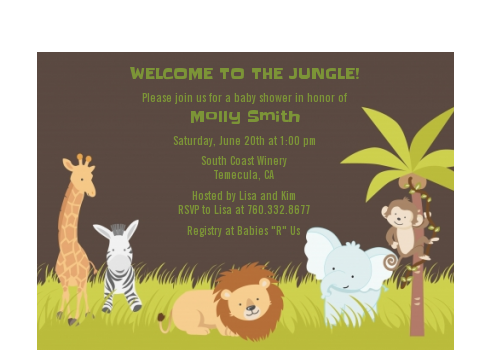  Jungle Safari Party - Baby Shower Petite Invitations Dark Brown