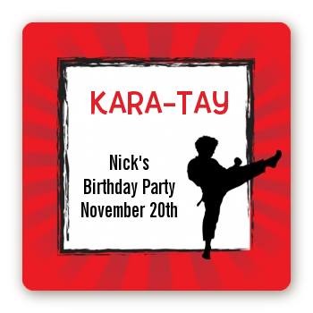Karate Kid - Square Personalized Birthday Party Sticker Labels
