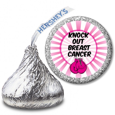 Knock Out Breast Cancer - Hershey Kiss Birthday Party Sticker Labels