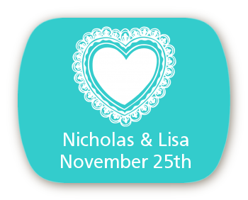 Lace of Hearts - Personalized Bridal Shower Rounded Corner Stickers