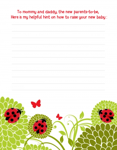 Ladybug - Baby Shower Notes of Advice