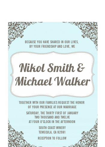 Light Blue & Grey - Bridal Shower Petite Invitations