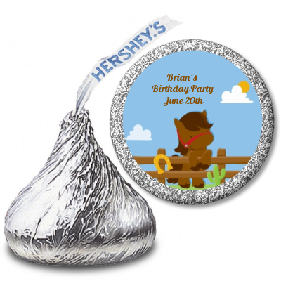 Little Cowboy Horse - Hershey Kiss Birthday Party Sticker Labels