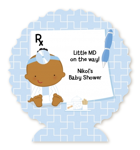  Little Doctor On The Way - Personalized Baby Shower Centerpiece Stand Caucasian