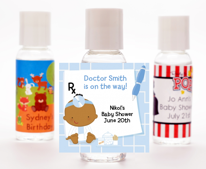  Little Doctor On The Way - Personalized Baby Shower Hand Sanitizers Favors Caucasian