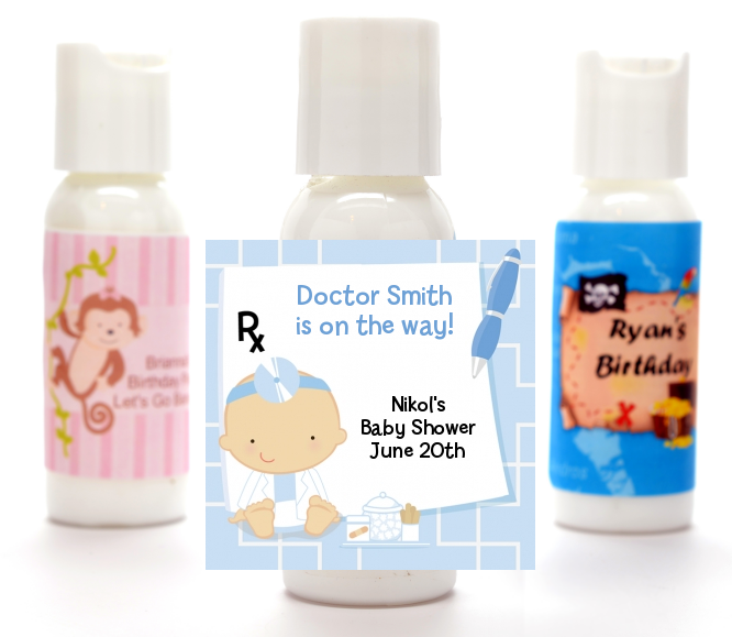  Little Doctor On The Way - Personalized Baby Shower Lotion Favors Caucasian