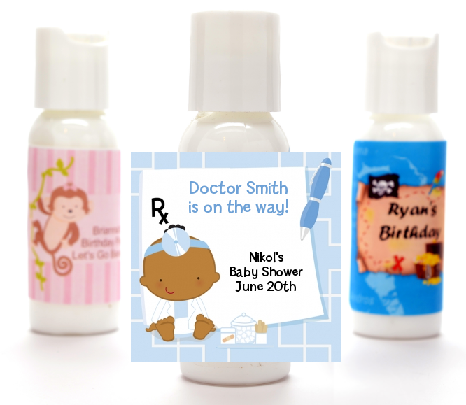  Little Doctor On The Way - Personalized Baby Shower Lotion Favors Caucasian