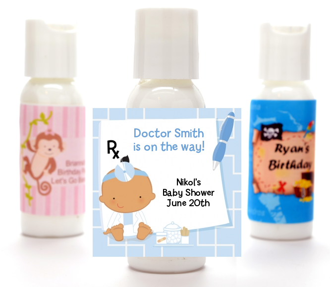  Little Doctor On The Way - Personalized Baby Shower Lotion Favors Caucasian