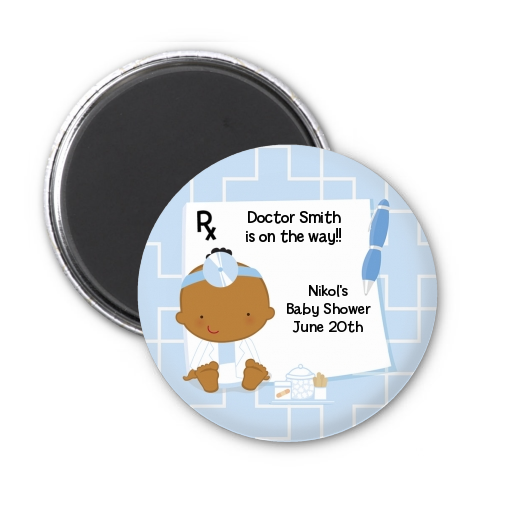  Little Doctor On The Way - Personalized Baby Shower Magnet Favors Caucasian