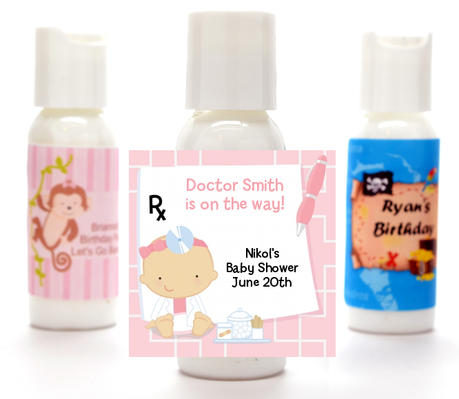  Little Girl Doctor On The Way - Personalized Baby Shower Lotion Favors Caucasian