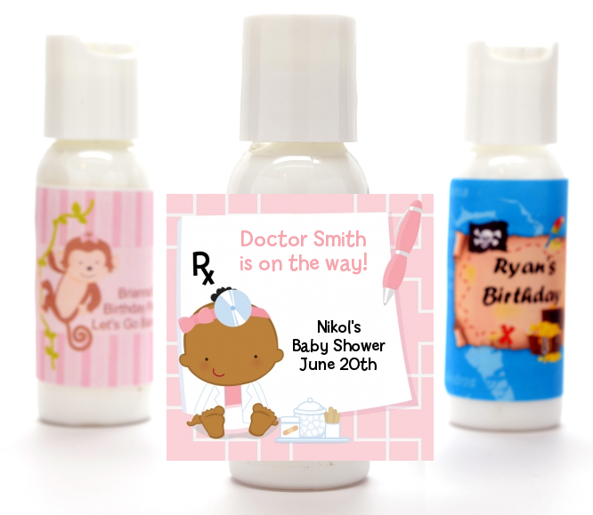  Little Girl Doctor On The Way - Personalized Baby Shower Lotion Favors Caucasian