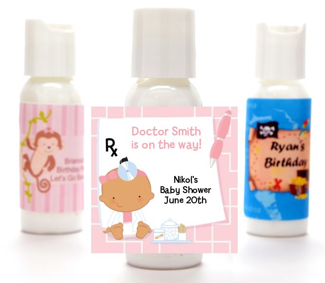  Little Girl Doctor On The Way - Personalized Baby Shower Lotion Favors Caucasian