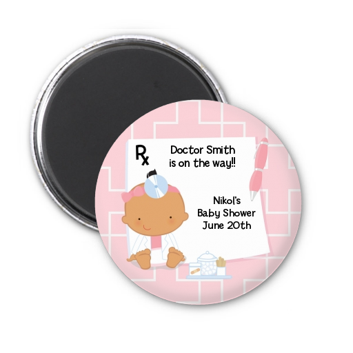  Little Girl Doctor On The Way - Personalized Baby Shower Magnet Favors Caucasian