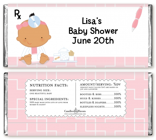  Little Girl Doctor On The Way - Personalized Baby Shower Candy Bar Wrappers Caucasian