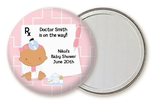  Little Girl Doctor On The Way - Personalized Baby Shower Pocket Mirror Favors Caucasian