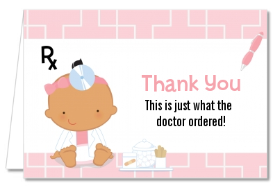  Little Girl Doctor On The Way - Baby Shower Thank You Cards Caucasian