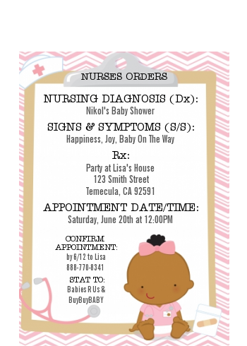  Little Girl Nurse On The Way - Baby Shower Petite Invitations Caucasian
