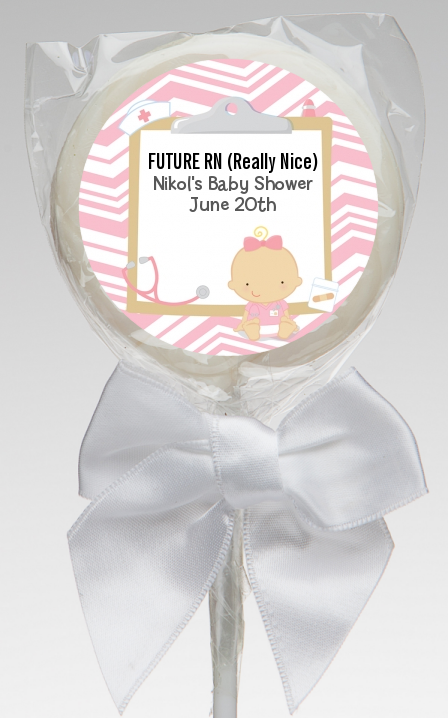 Little Girl Nurse On The Way - Personalized Baby Shower Lollipop Favors Caucasian