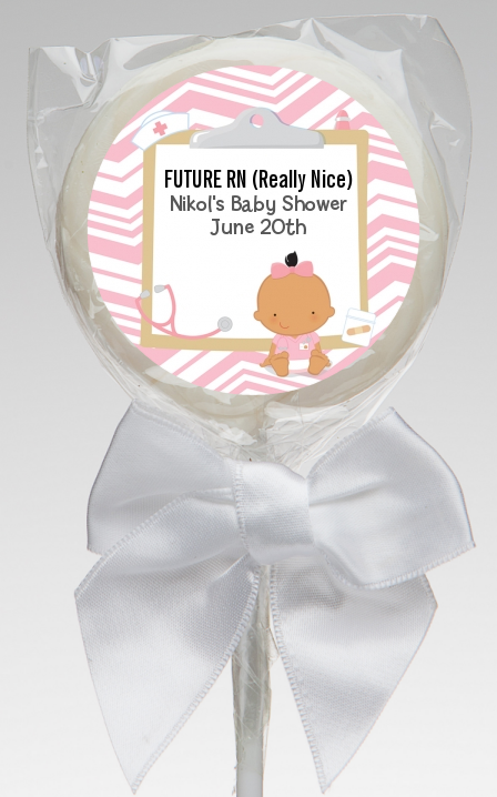  Little Girl Nurse On The Way - Personalized Baby Shower Lollipop Favors Caucasian