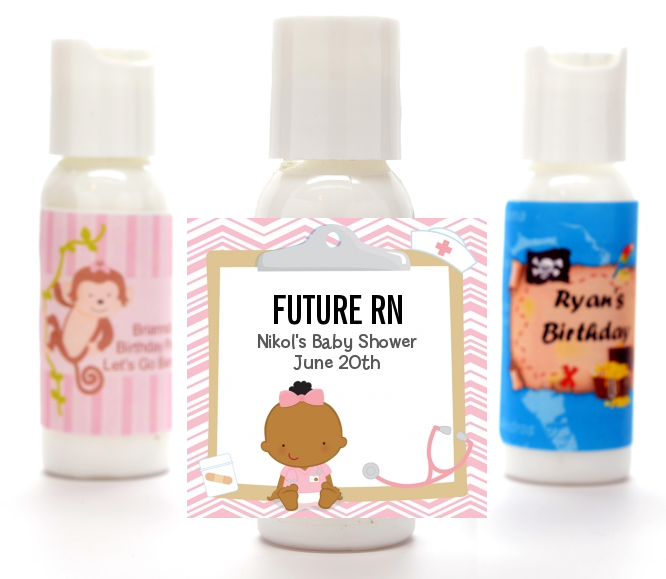  Little Girl Nurse On The Way - Personalized Baby Shower Lotion Favors Caucasian