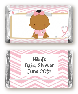  Little Girl Nurse On The Way - Personalized Baby Shower Mini Candy Bar Wrappers Caucasian