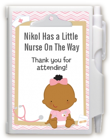  Little Girl Nurse On The Way - Baby Shower Personalized Notebook Favor Caucasian