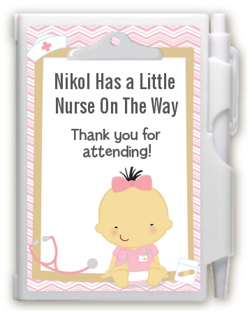  Little Girl Nurse On The Way - Baby Shower Personalized Notebook Favor Caucasian