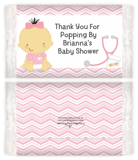  Little Girl Nurse On The Way - Personalized Popcorn Wrapper Baby Shower Favors Caucasian