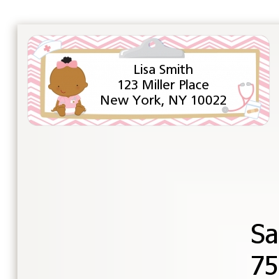  Little Girl Nurse On The Way - Baby Shower Return Address Labels Caucasian