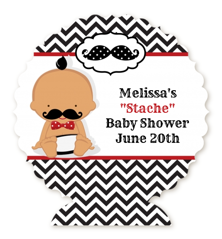  Little Man Mustache Black/Grey - Personalized Baby Shower Centerpiece Stand Caucasian