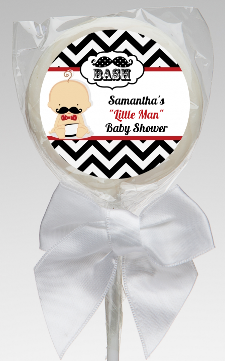  Little Man Mustache Black/Grey - Personalized Baby Shower Lollipop Favors Caucasian