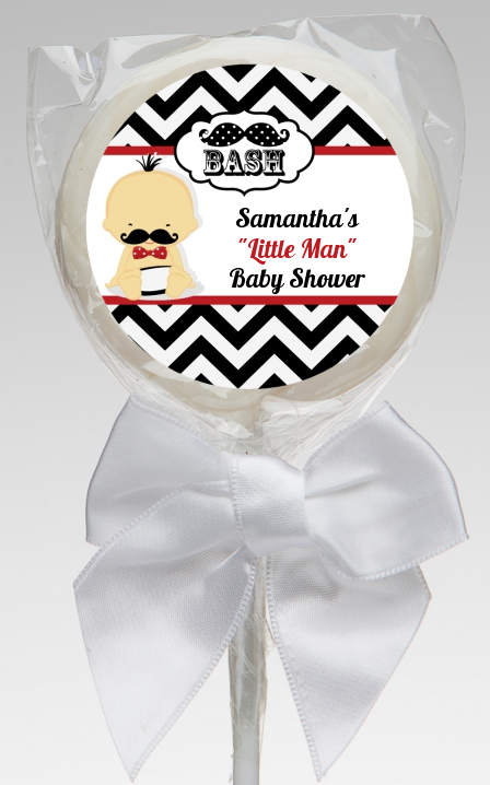  Little Man Mustache Black/Grey - Personalized Baby Shower Lollipop Favors Caucasian