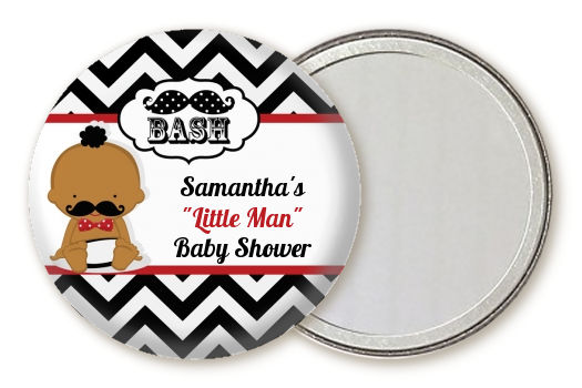  Little Man Mustache Black/Grey - Personalized Baby Shower Pocket Mirror Favors Caucasian