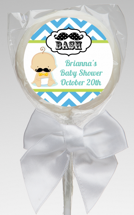  Little Man Mustache - Personalized Baby Shower Lollipop Favors Caucasian