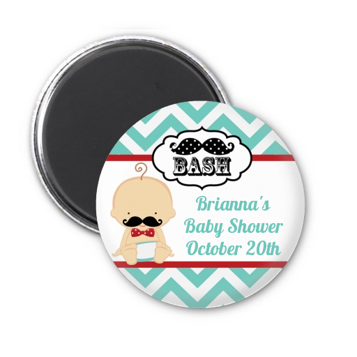  Little Man Mustache - Personalized Baby Shower Magnet Favors Caucasian
