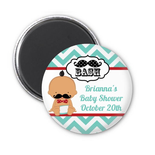  Little Man Mustache - Personalized Baby Shower Magnet Favors Caucasian