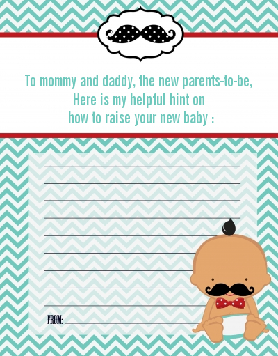  Little Man Mustache - Baby Shower Notes of Advice Caucasian