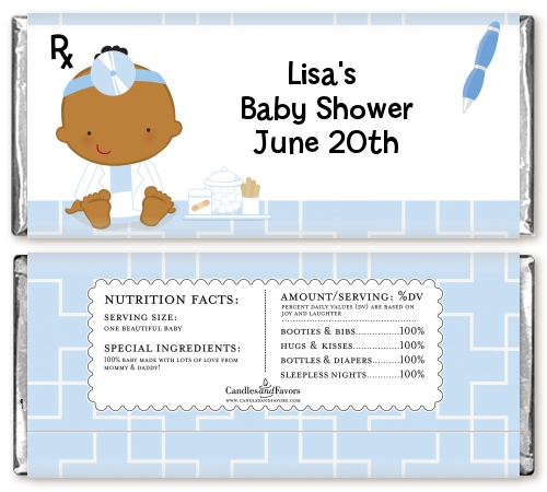  Little Doctor On The Way - Personalized Baby Shower Candy Bar Wrappers Caucasian