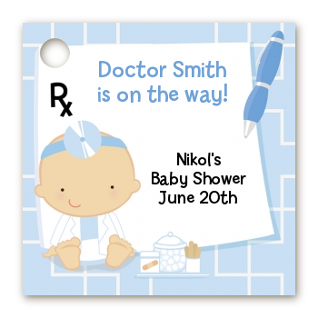  Little Doctor On The Way - Personalized Baby Shower Card Stock Favor Tags Caucasian