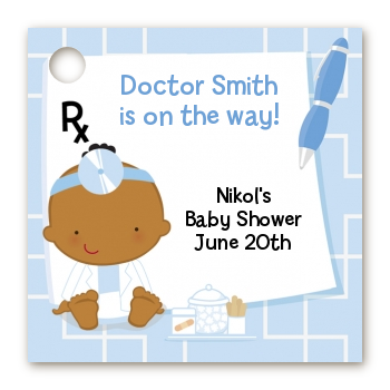  Little Doctor On The Way - Personalized Baby Shower Card Stock Favor Tags Caucasian