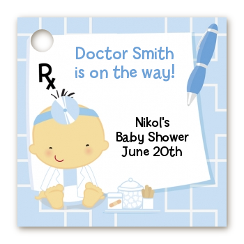  Little Doctor On The Way - Personalized Baby Shower Card Stock Favor Tags Caucasian