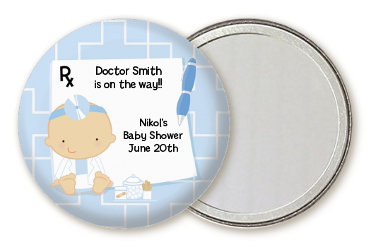  Little Doctor On The Way - Personalized Baby Shower Pocket Mirror Favors Caucasian