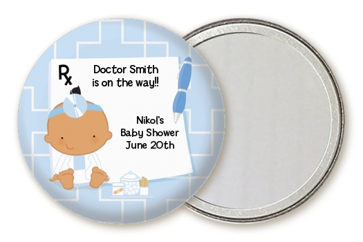  Little Doctor On The Way - Personalized Baby Shower Pocket Mirror Favors Caucasian