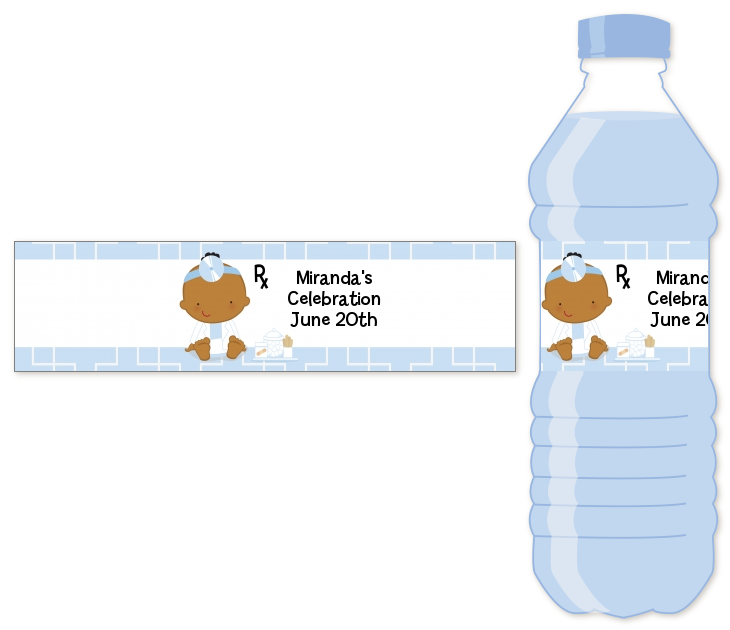  Little Doctor On The Way - Personalized Baby Shower Water Bottle Labels Caucasian
