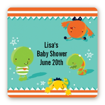 Little Monster - Square Personalized Baby Shower Sticker Labels