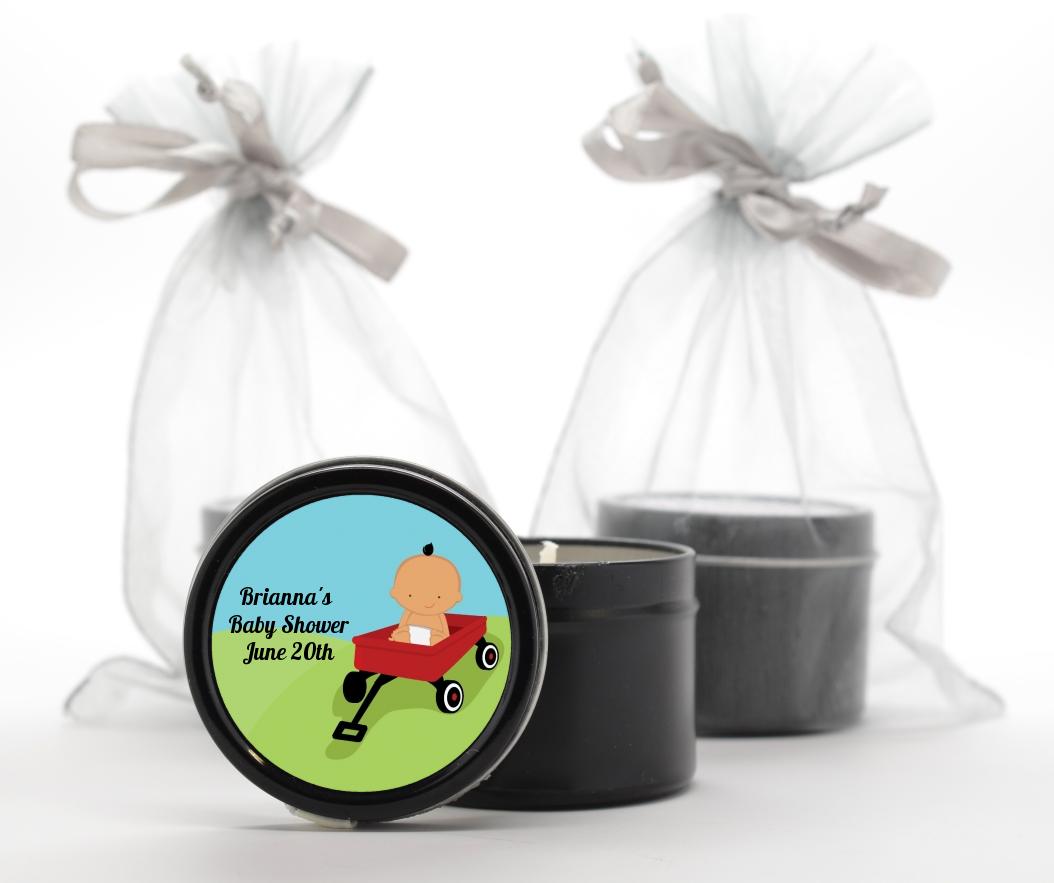  Little Red Wagon - Baby Shower Black Candle Tin Favors African American