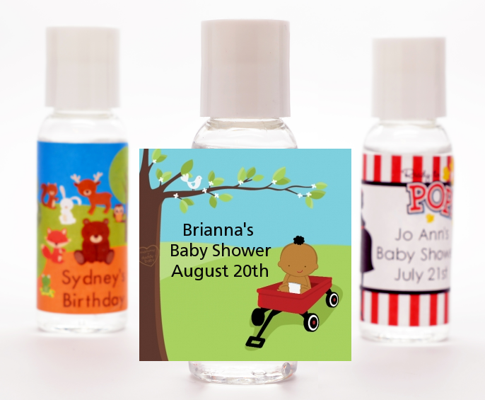  Little Red Wagon - Personalized Baby Shower Hand Sanitizers Favors African American